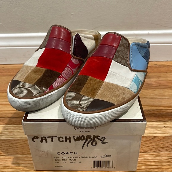 COACH Blakely Suede, Leather & Canvas Mules - Picture 1 of 11